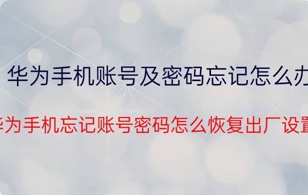 华为手机账号及密码忘记怎么办 华为手机忘记账号密码怎么恢复出厂设置？